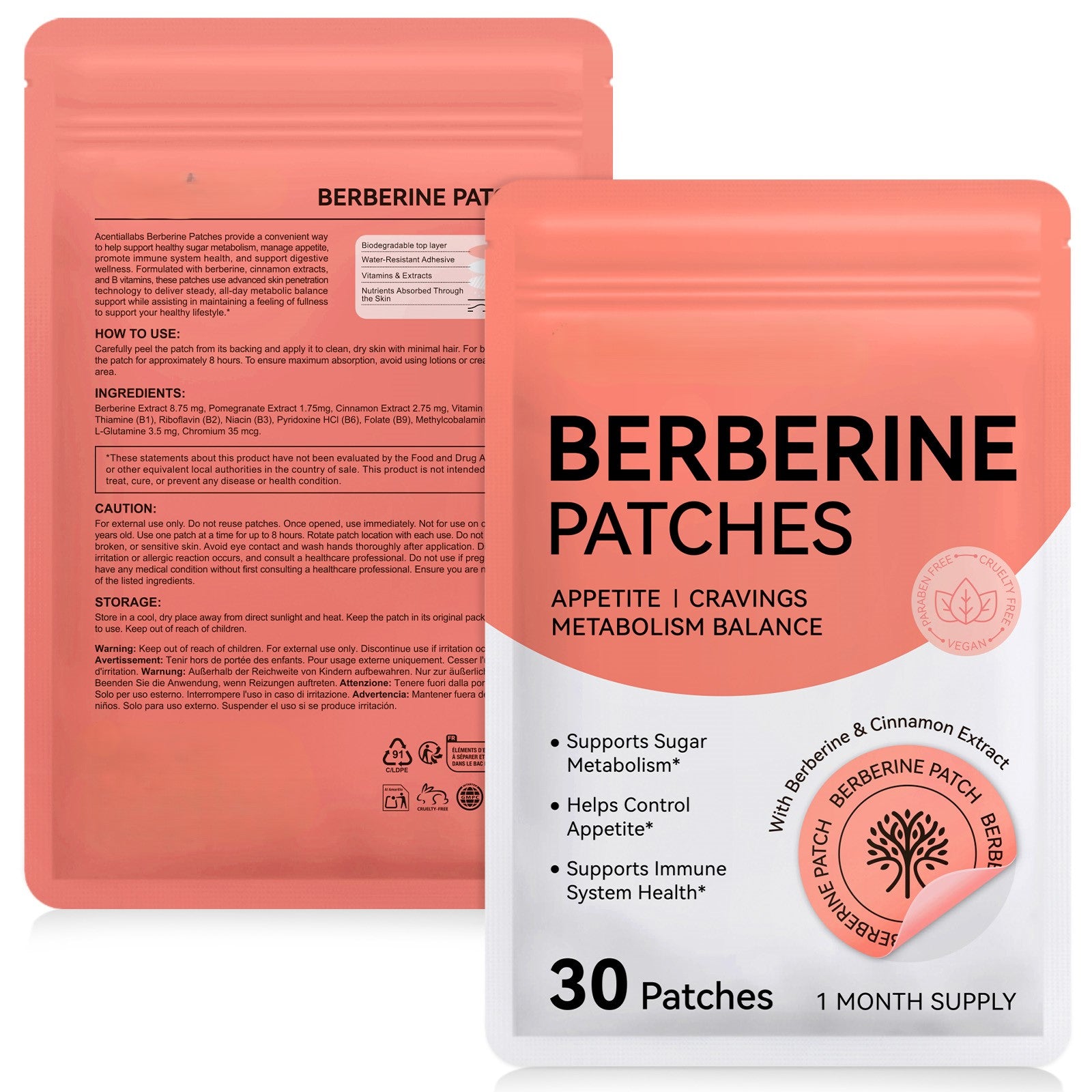 Berberine Transdermal Metabolic Support Patches x 30